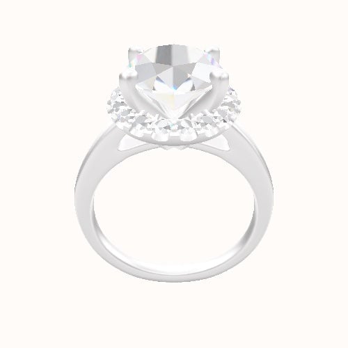 Cathedral Engagement Ring With V Prong Halo Head