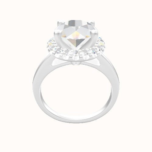 Cathedral Engagement Ring With V Prong Halo Head