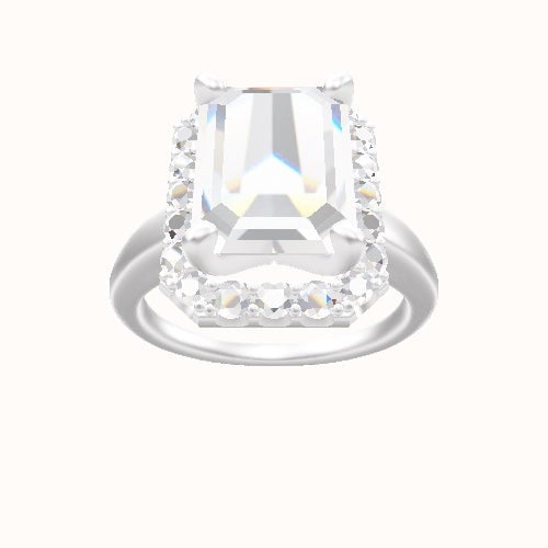 Cathedral Engagement Ring With V Prong Halo Head