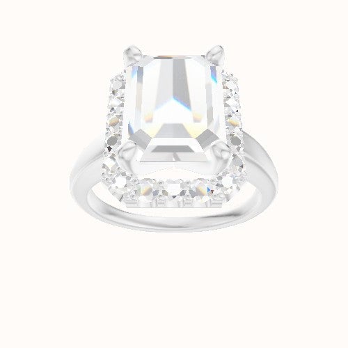 Cathedral Engagement Ring With V Prong Halo Head
