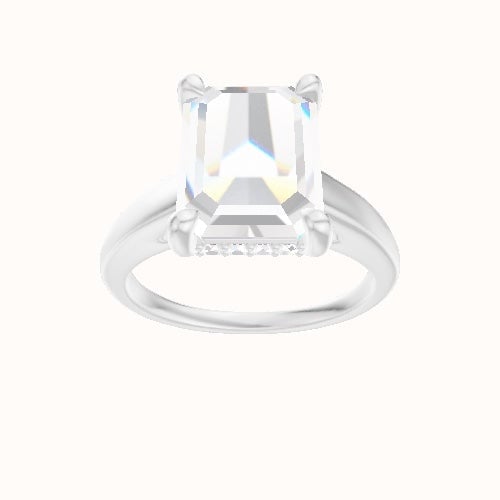 Cathedral Engagement Ring With V Prong with Hidden Halo Head