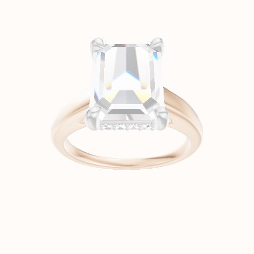 Cathedral Engagement Ring With V Prong with Hidden Halo Head