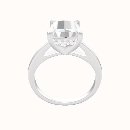 Cathedral Engagement Ring With V Prong with Hidden Halo Head
