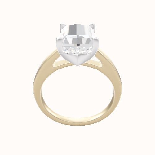 Cathedral Engagement Ring With V Prong with Hidden Halo Head