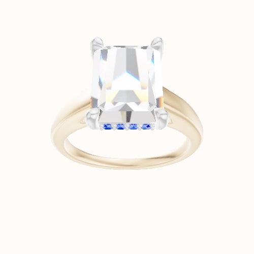 Cathedral Engagement Ring With V Prong with Hidden Halo Head