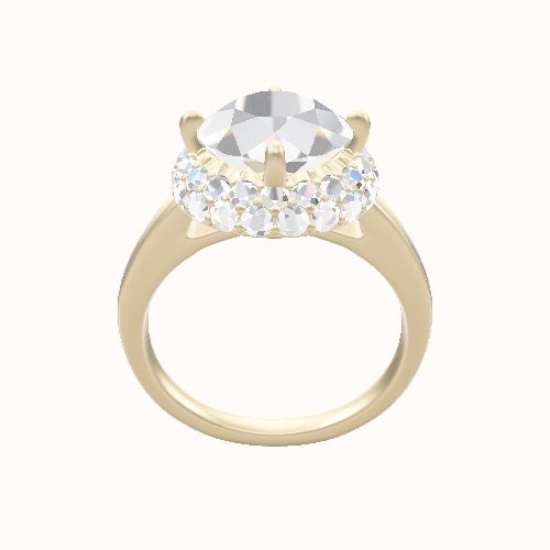 Cathedral Engagement Ring With Waterfall Halo Head