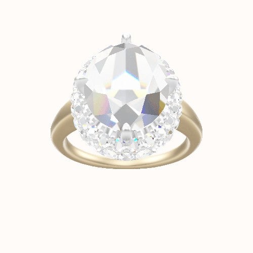 Cathedral Engagement Ring With Waterfall Halo Head