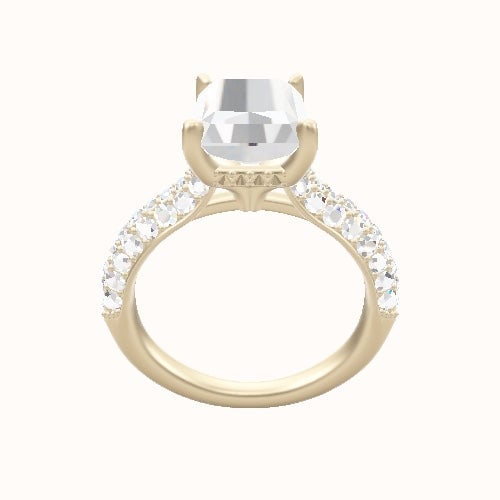 Cathedral Three Row Pave Engagement Ring With Front set gallery Head