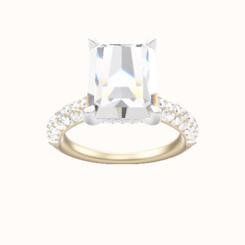 Cathedral Three Row Pave Engagement Ring With Front set gallery Head