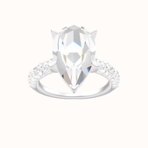 Cathedral Three Row Pave Engagement Ring With Standard Four Prong Head