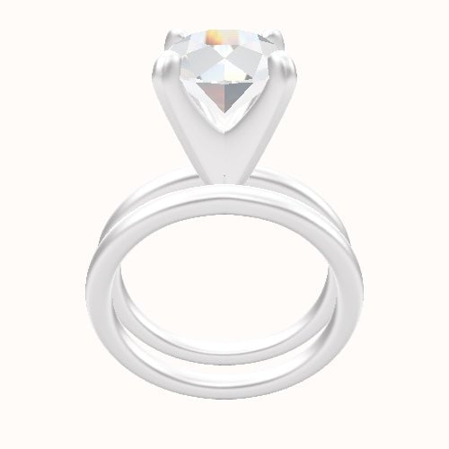 Classic Solitaire Engagement Ring With Classic Four Prong Head and Matching Band