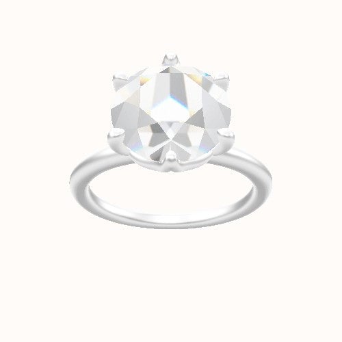 Classic Solitaire Engagement Ring With Crown Six Prong w. accent Diamond Head