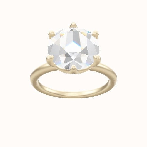 Classic Solitaire Engagement Ring With Crown Six Prong w. accent Diamond Head