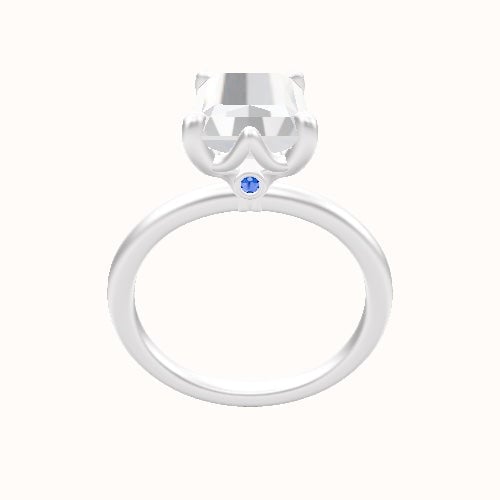 Classic Solitaire Engagement Ring With Crown Six Prong w. accent Diamond Head