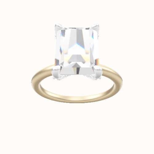 Classic Solitaire Engagement Ring With Double Pave V Prong Head