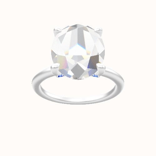 Classic Solitaire Engagement Ring With Double Pave V Prong Head