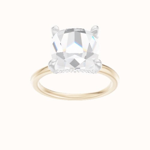 Classic Solitaire Engagement Ring With Double Pave V Prong Head