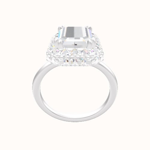 Classic Solitaire Engagement Ring With Double Prong Waterfall Halo Head
