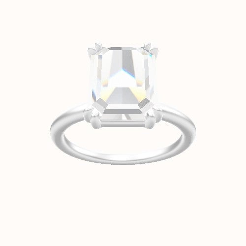 Classic Solitaire Engagement Ring With Double Prongs Head and Matching Band