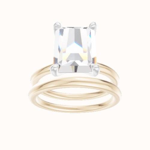 Classic Solitaire Engagement Ring With Four Prong Head and Matching Band