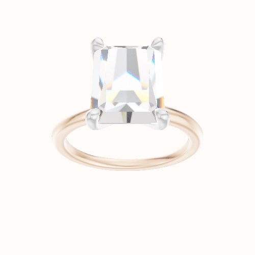 Classic Solitaire Engagement Ring With Four Prong Head and Matching Band