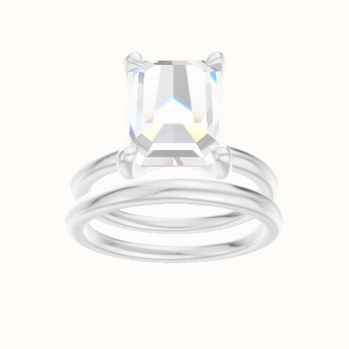 Classic Solitaire Engagement Ring With Four Prong Head and Matching Band