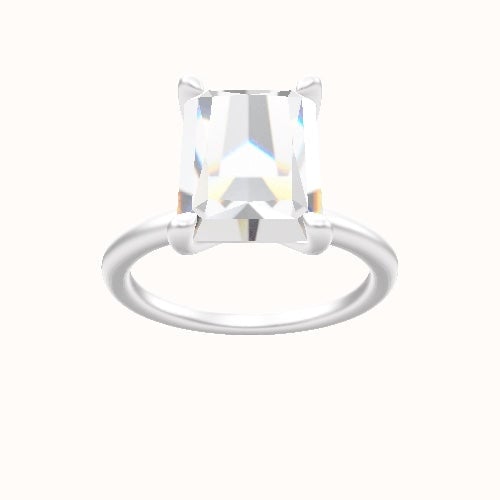 Classic Solitaire Engagement Ring With Four Prong Head and Matching Band
