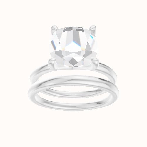 Classic Solitaire Engagement Ring With Four Prong Head and Matching Band