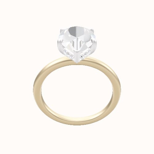 Classic Solitaire Engagement Ring With Low Set Pave  Hidden Halo Head