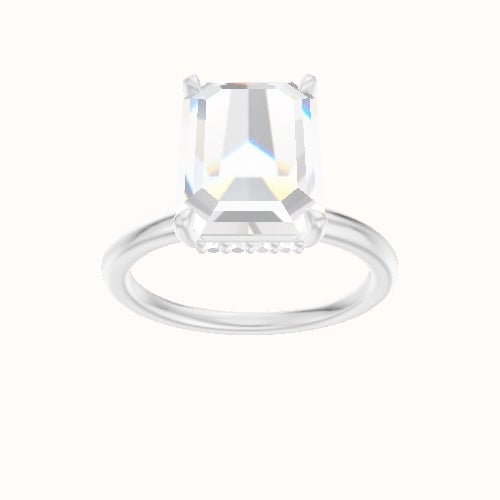 Classic Solitaire Engagement Ring With Low Set Pave  Hidden Halo Head