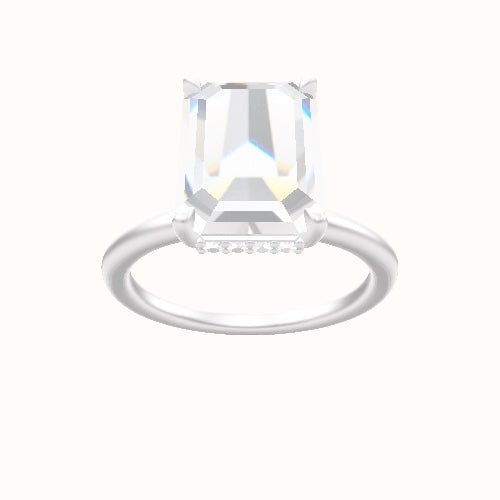 Classic Solitaire Engagement Ring With Low Set Pave  Hidden Halo Head