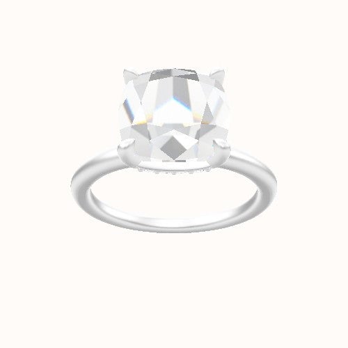 Classic Solitaire Engagement Ring With Low Set Pave  Hidden Halo Head