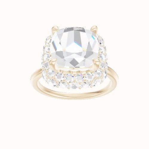 Classic Solitaire Engagement Ring With Low Set Waterfall Halo Head
