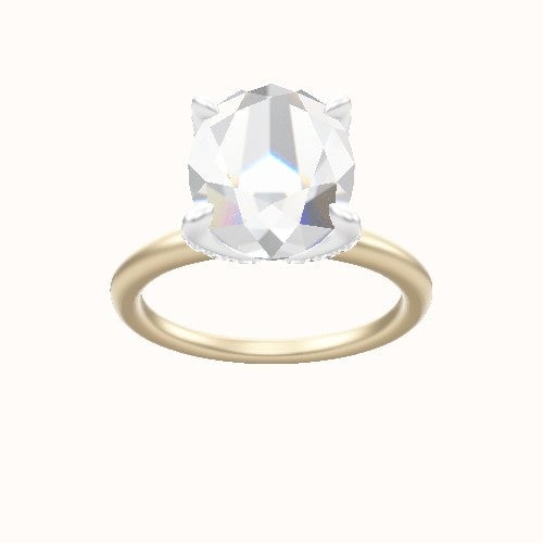 Classic Solitaire Engagement Ring With Pave Petal Four Prong Head