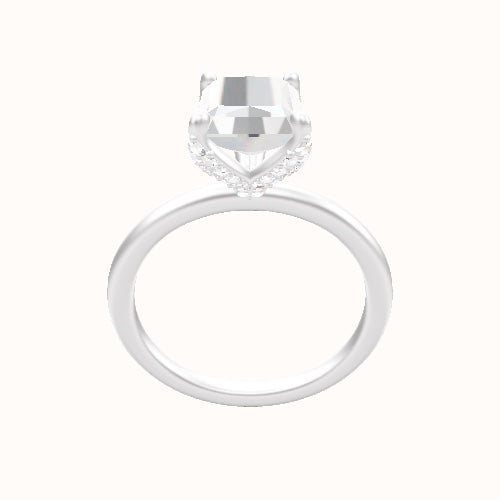 Classic Solitaire Engagement Ring With Pave Petal Four Prong Head