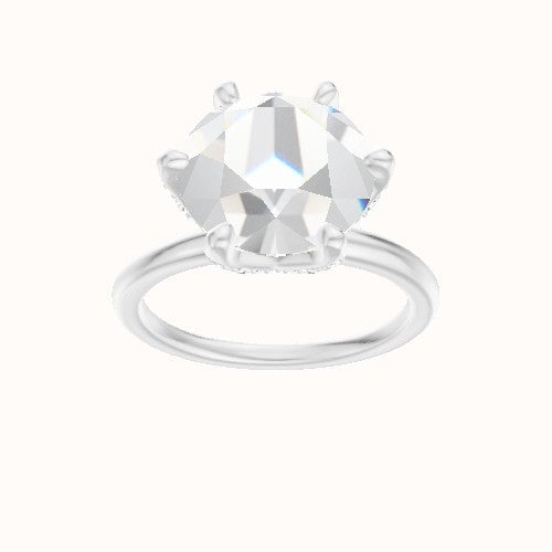 Classic Solitaire Engagement Ring With Pave Petal Six Prong Head