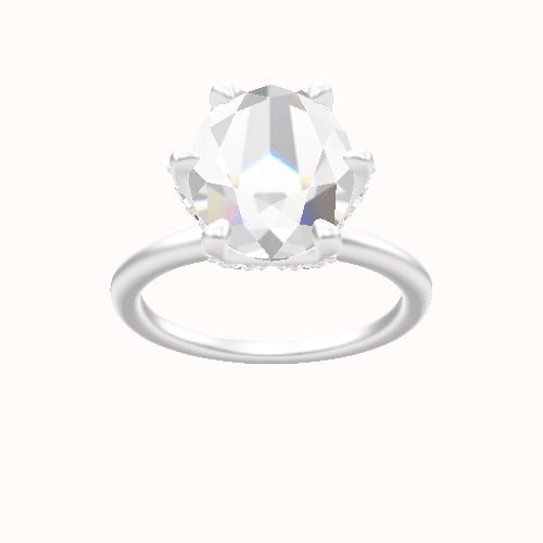 Classic Solitaire Engagement Ring With Pave Petal Six Prong Head