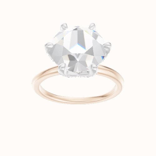 Classic Solitaire Engagement Ring With Pave Petal Six Prong Head