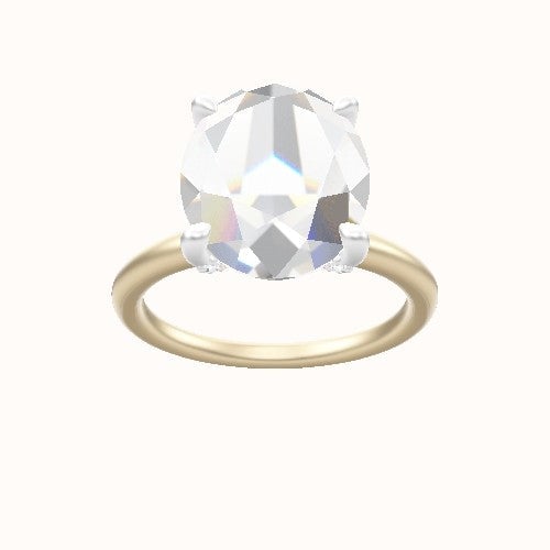Classic Solitaire Engagement Ring With Pave V Prong Head