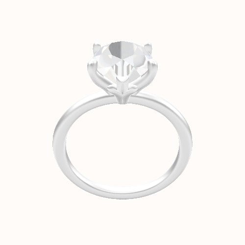 Classic Solitaire Engagement Ring With Petal Four Prong Head