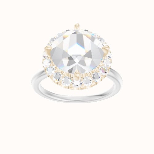 Classic Solitaire Engagement Ring With Petal Prong Halo Head
