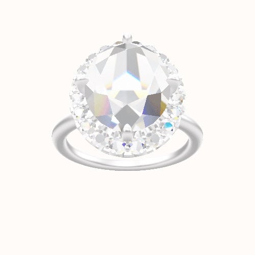 Classic Solitaire Engagement Ring With Petal Prong Halo Head