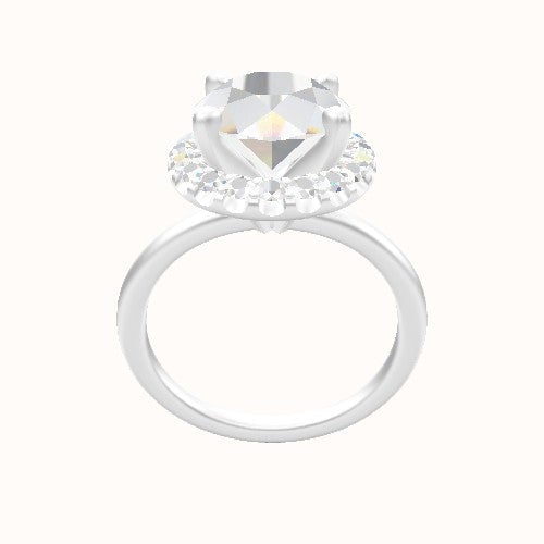 Classic Solitaire Engagement Ring With V Prong Halo Head
