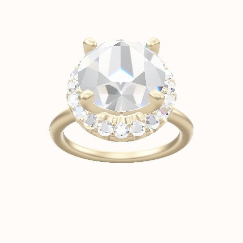 Classic Solitaire Engagement Ring With V Prong Halo Head