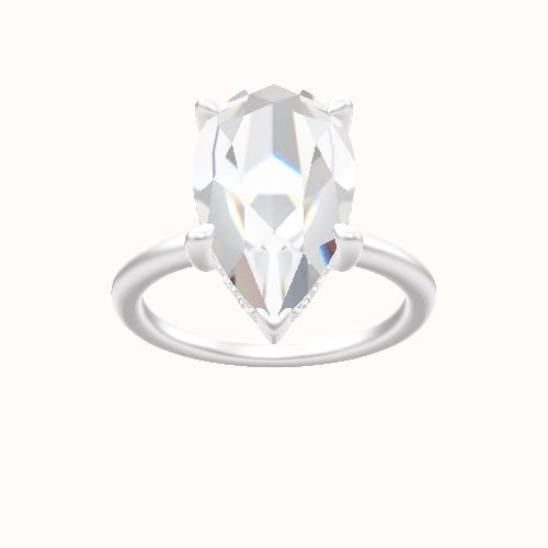 Classic Solitaire Engagement Ring With V Prong with Hidden Halo Head
