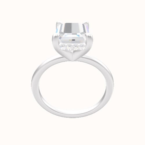 Classic Solitaire Engagement Ring With V Prong with Hidden Halo Head