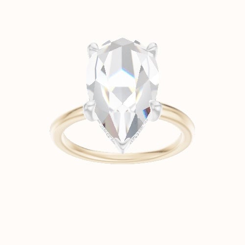 Classic Solitaire Engagement Ring With V Prong with Hidden Halo Head