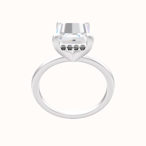 Classic Solitaire Engagement Ring With V Prong with Hidden Halo Head