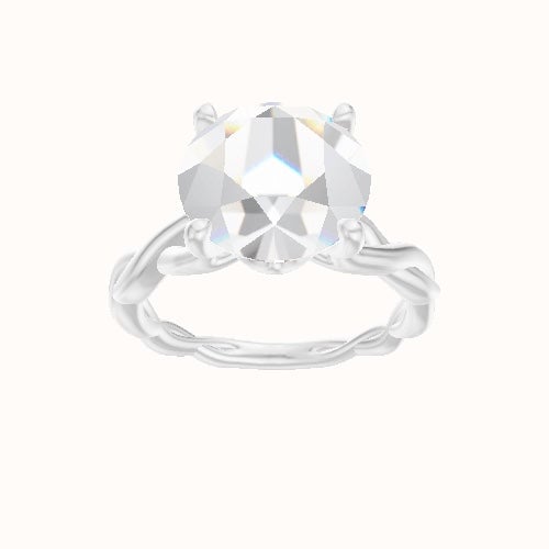 Cobra solitaire Twist Engagement Ring With Crown Four Prong w. Surprise Diamond Head