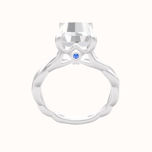 Cobra solitaire Twist Engagement Ring With Crown Four Prong w. Surprise Diamond Head